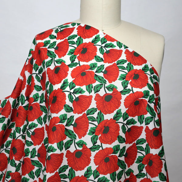 Artlux ~ 'Poppy Dance Red | Large' Luxury Cotton Lawn ~ Made in Italy *Last Piece 3.6m